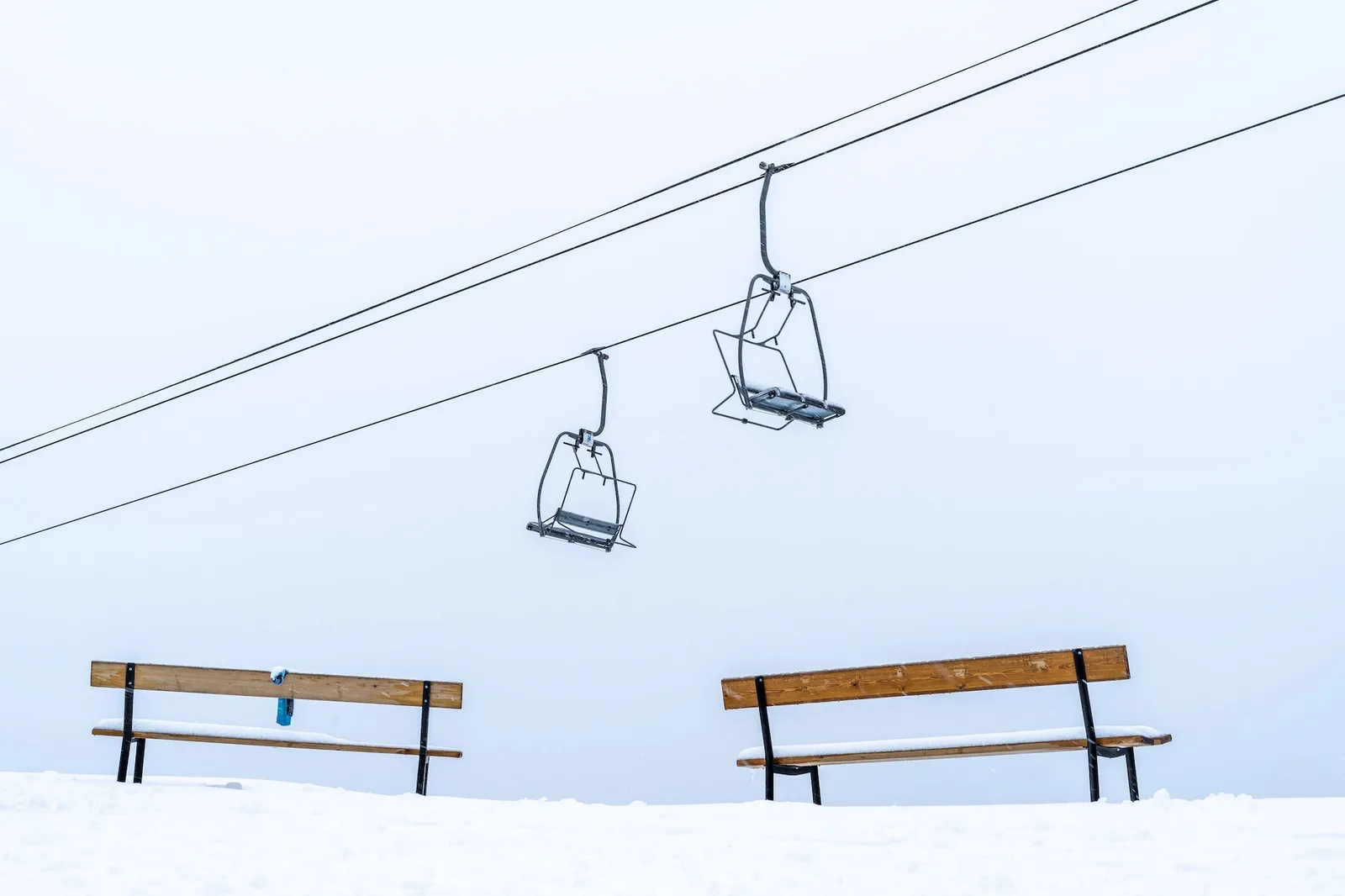 Closeup shot of cable cars riding in the air in Morzine, France